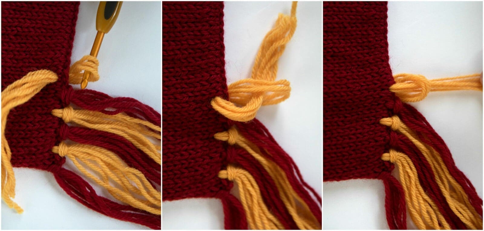 Attach tassels to scarf