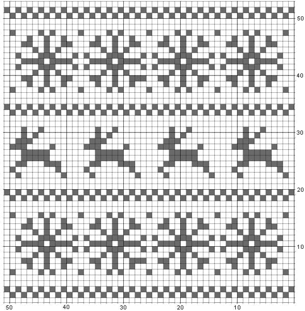 crochet reindeer and snowflakes chart