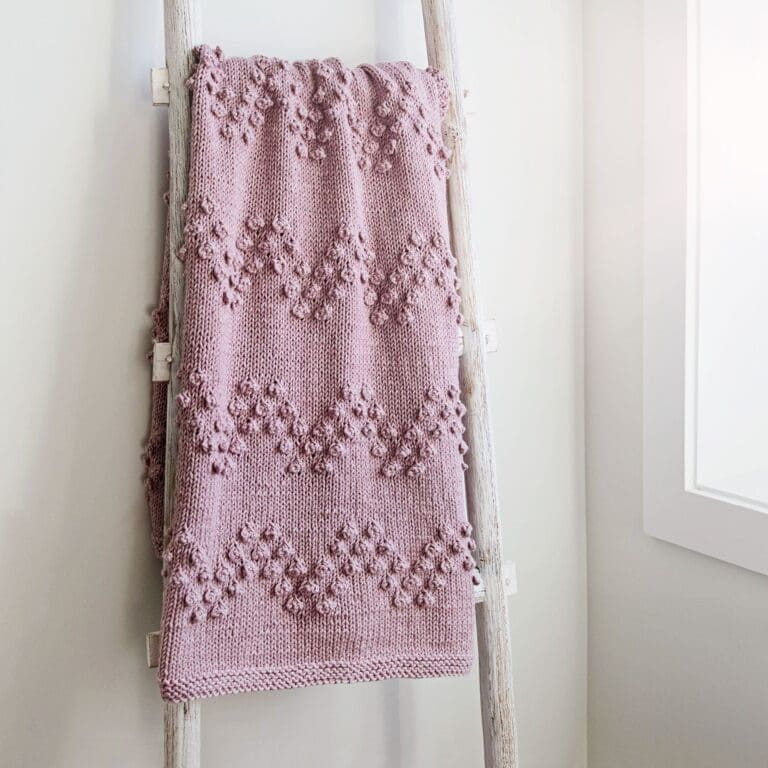 Chevron Bobble Stitch Knit Blanket Pattern