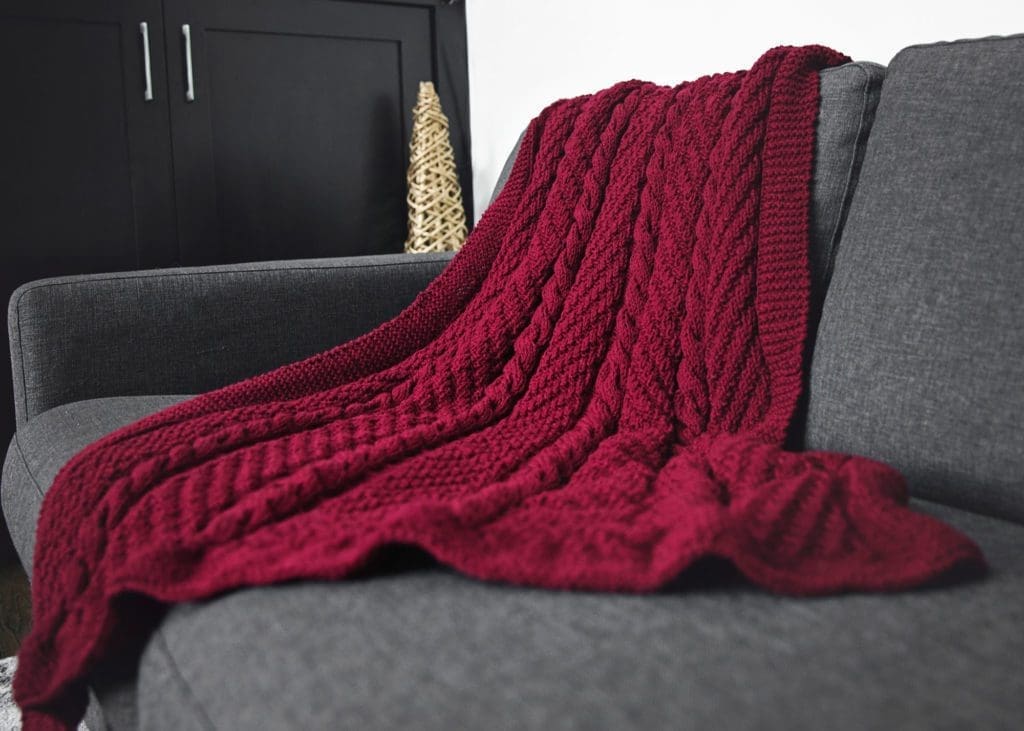 Blanket Pattern Knitted Throw on sofa 