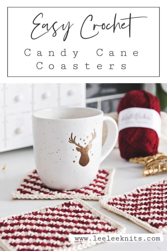 Candy Cane Crochet Coasters