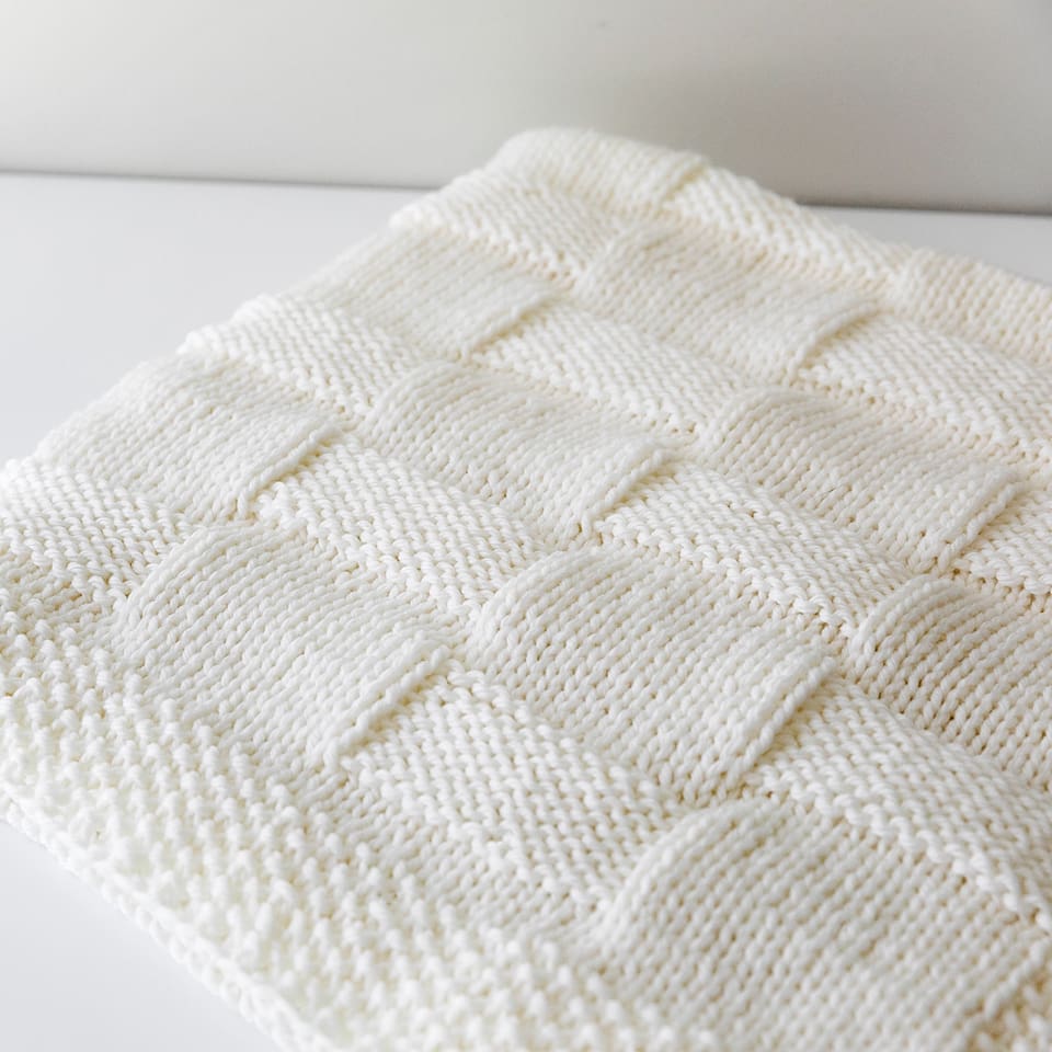 Basketweave Baby Blanket Knitting Pattern