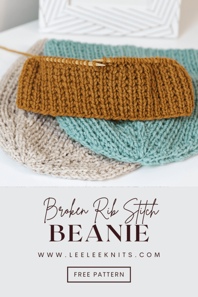 Broken Rib Stitch Knit Beanie Pattern