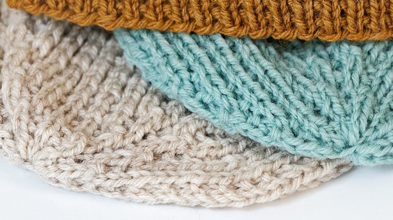 Broken Rib Stitch Knit Beanie Pattern