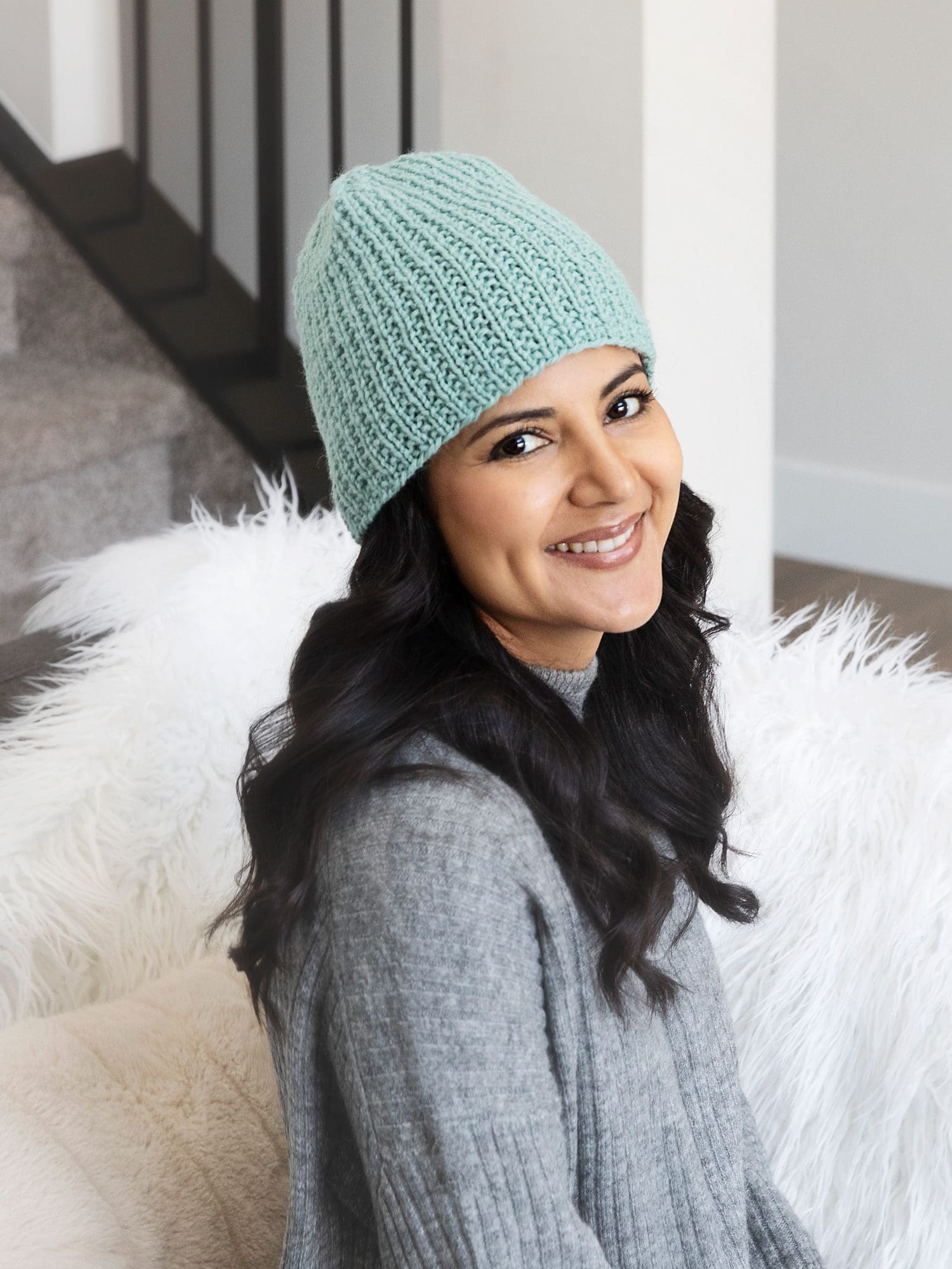 Broken Rib Stitch Knit Beanie Pattern