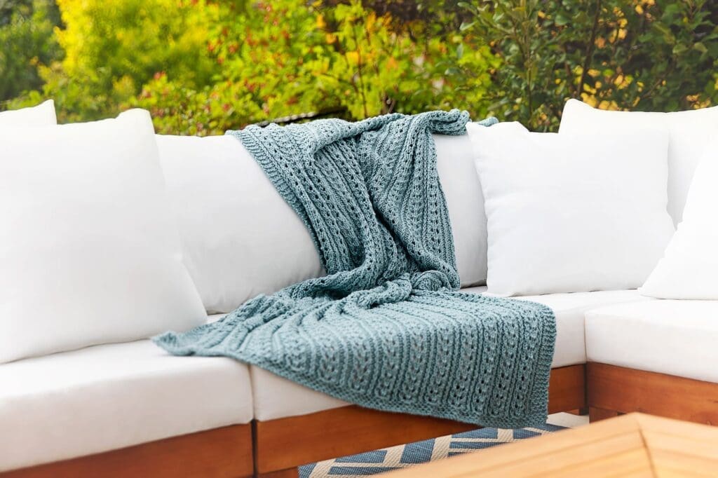Blanket Pattern Knitted on sofa
