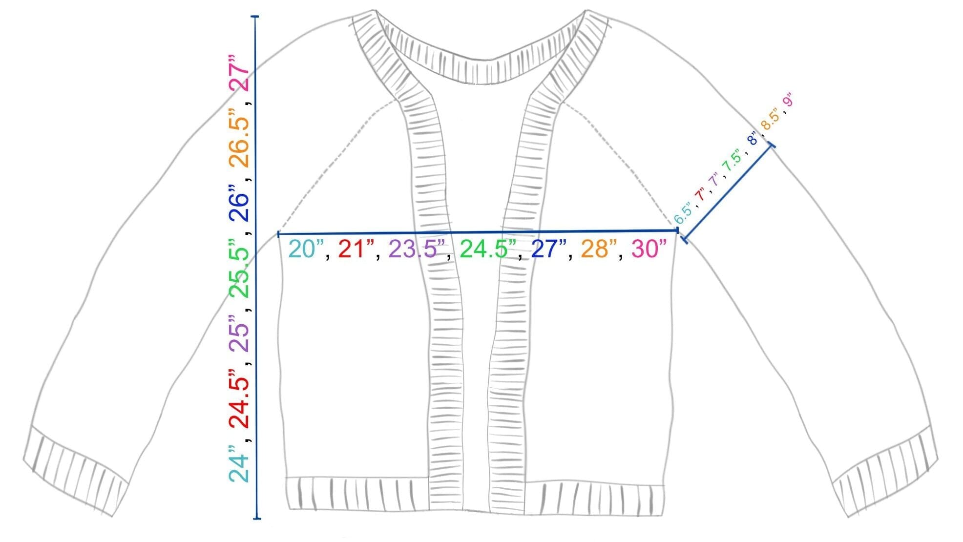 Cardigan Knitting Pattern measurements