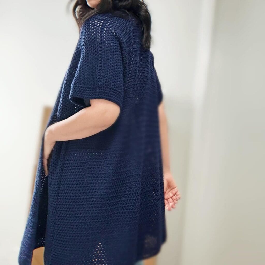 Short Sleeve Crochet Cardigan Pattern side view