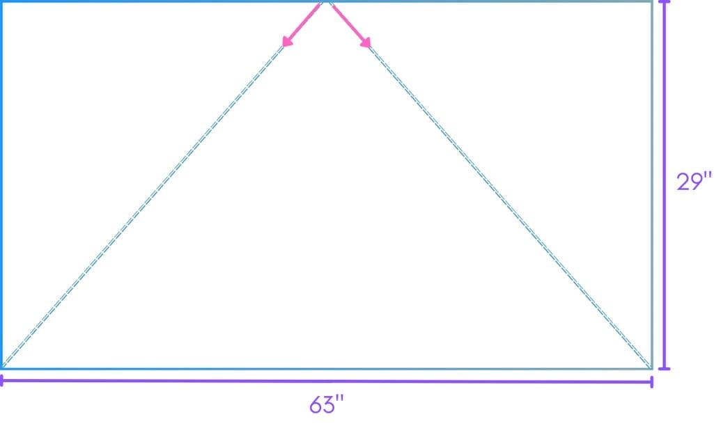 Diagram of i-cord tab cast on shawl direction of growth and measurements